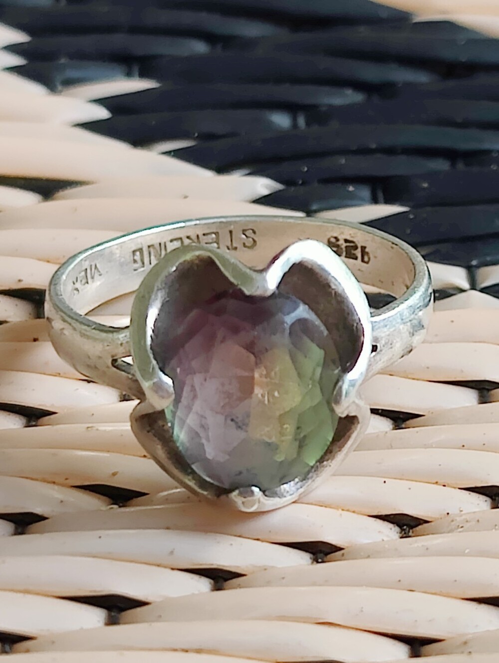 Vintage Sterling Silver Fluorite Ring - Picture 5 of 15
